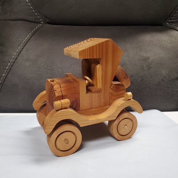 Home Decor - Handmade Wooden Model T - Brown - 7" x 7" x 4.5" - Picture 1 of 8